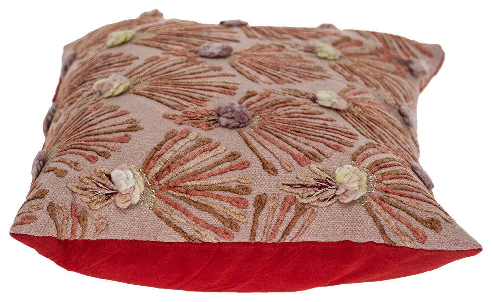 Parkland Collection Lebo Accent Pink Pillow Cover With Poly Insert, 14"x20"
