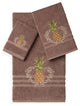 Linum Home Textiles Welcome 3-Piece Embellished Towel Set, Latte