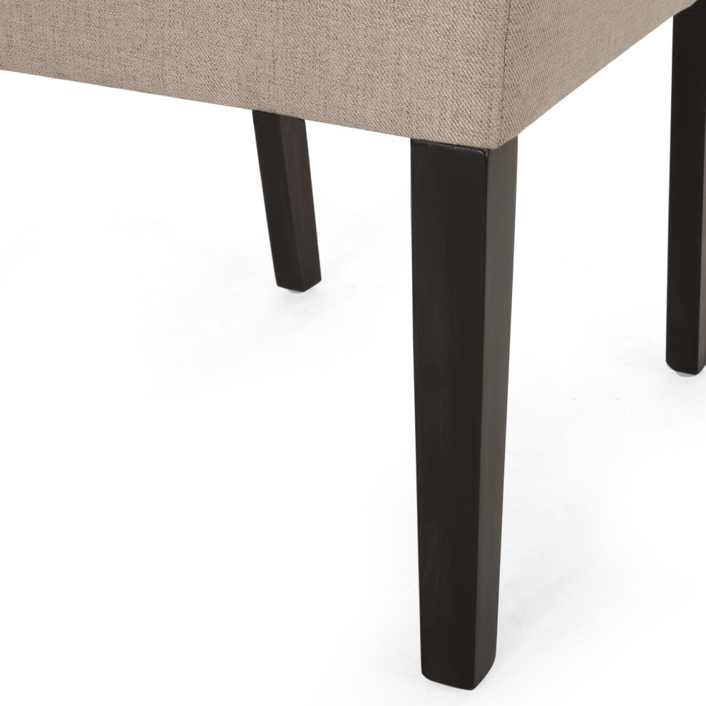 Kuna Contemporary Upholstered Dining Chair, Set of 2, Taupe/Espresso