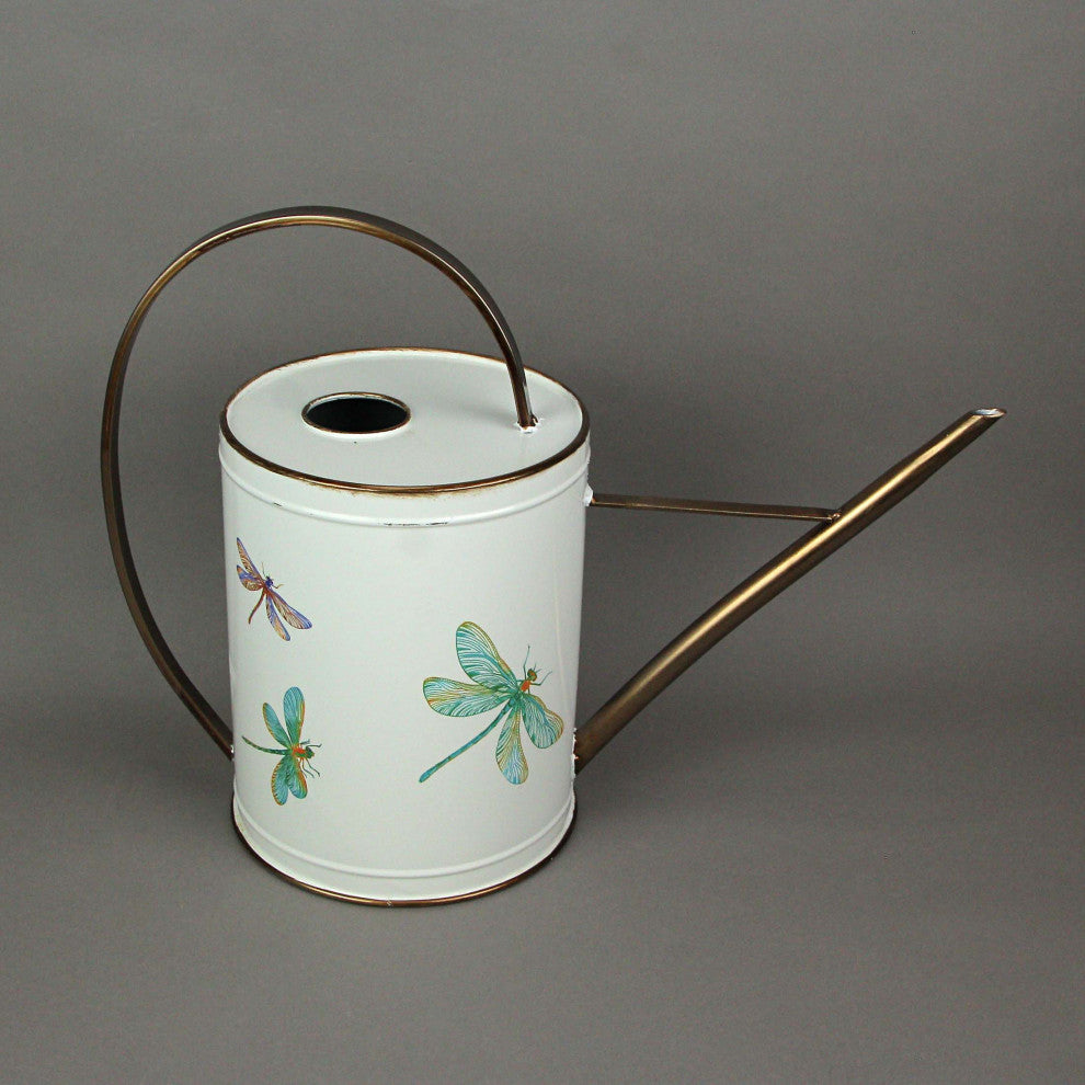 Metal Vintage Enamel Dragonfly Watering Can Decorative Outdoor Water Pitcher