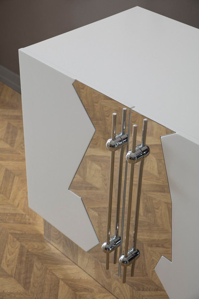 Callista Sideboard, White and Silver