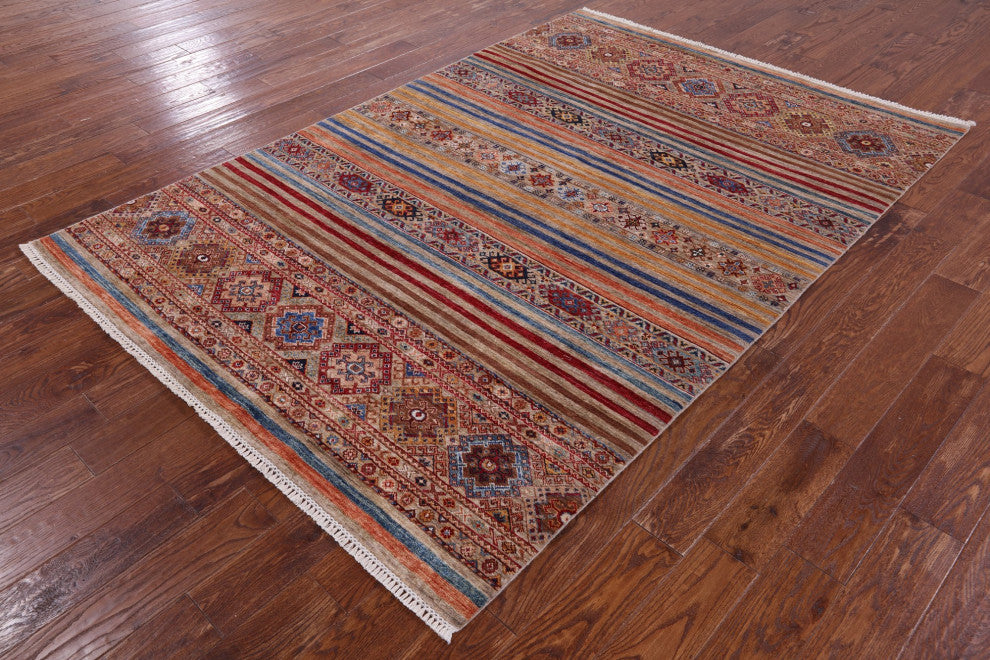 5' 8" X 8' 5" Khorjin Super Kazak Handmade Rug Q11208