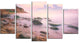 "Colorful Sunset Over the Sea" Seashore Wall Art, 60"x32", 5-Panels