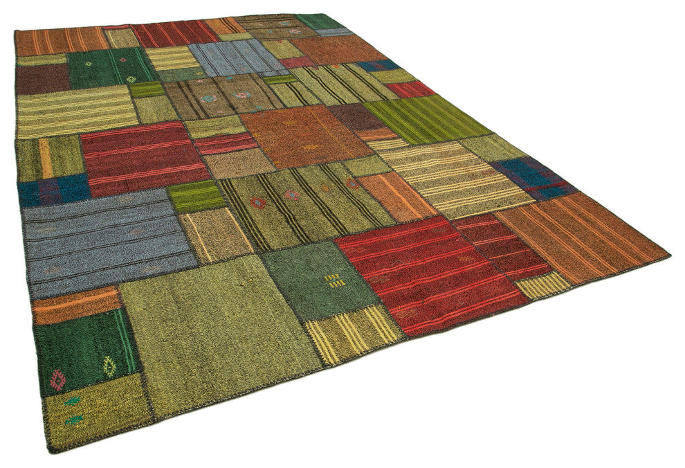 Rug N Carpet - Handmade Turkish 8' 2'' x 11' 7'' Rustic Patchwork Kilim Rug