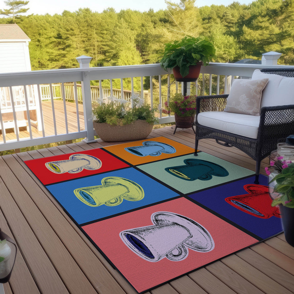 Indoor/Outdoor Kendall KE10 Multi Machine Washable 5' x 7'6" Rug