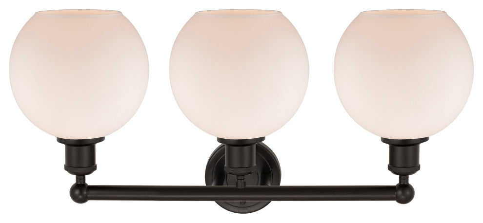 Athens 3-Light 26" Bath Vanity Light, Oil Rubbed Bronze, Matte White