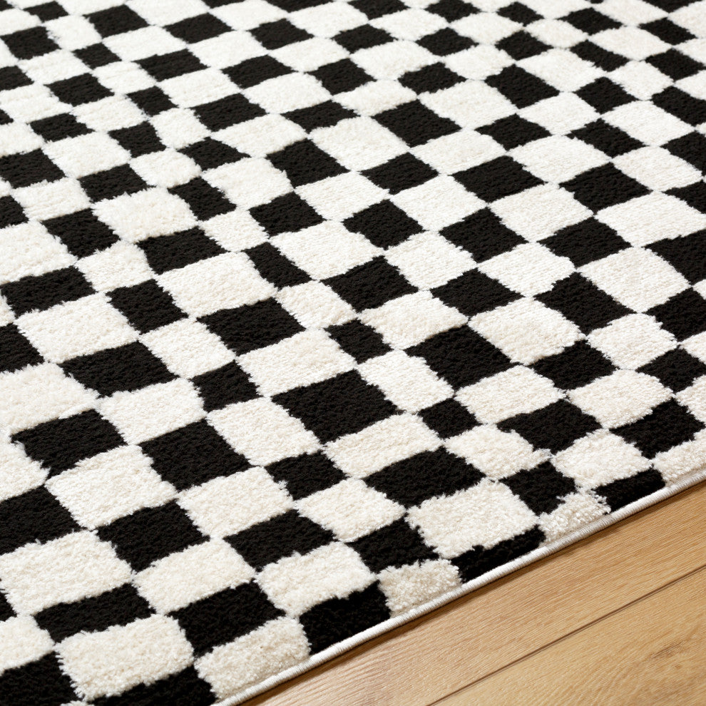 Surya Freud FEU-2302 Machine Woven Area Rug, Black, Ivory, 7'10" X 10'