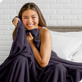 Bare Home Microplush Fleece Blanket, Eggplant, Throw/Travel