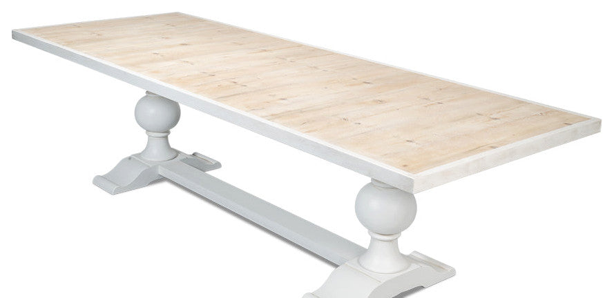 108 White Rectangular Trestle Dining Table for 8 People