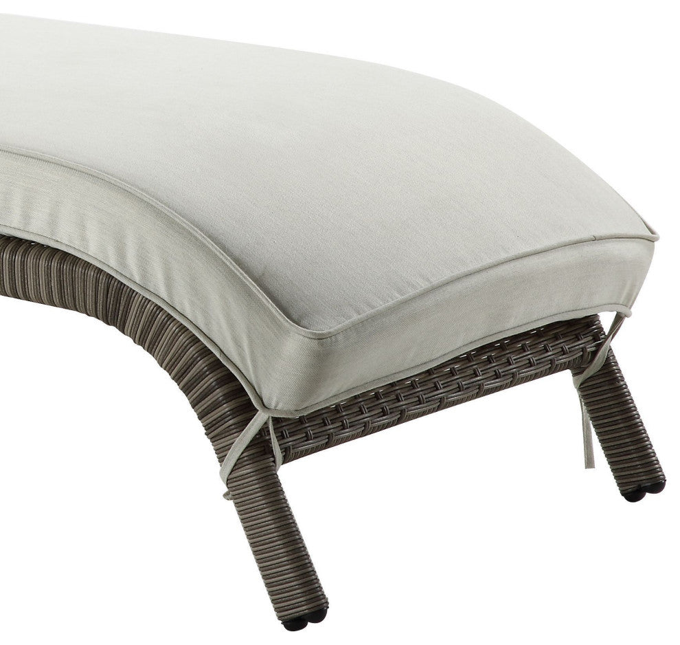 ACME Salena Patio Sun Lounge in Beige Fabric & Gray Finish