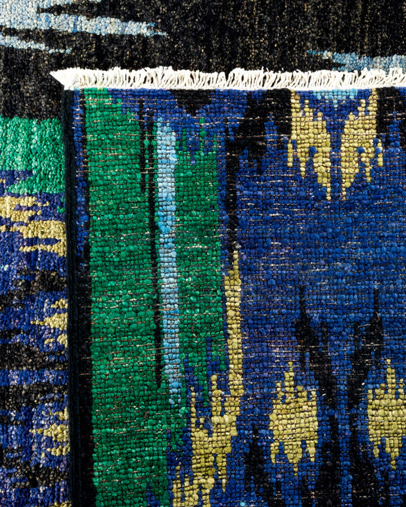 Modern, One-of-a-Kind Handmade Area Rug Black, 12' 5" x 11' 10"