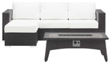 Espresso White Convene 3 Piece Set Outdoor Patio with Fire Pit