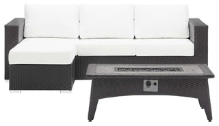 Espresso White Convene 3 Piece Set Outdoor Patio with Fire Pit