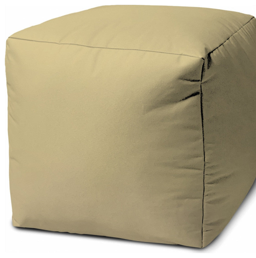 17  Cool Creamy Yellow Beige Solid Color Indoor Outdoor Pouf Ottoman