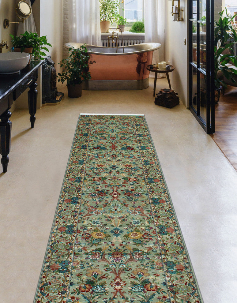 Pak-Persian Eliu Gray/Ivory Runner, 2'6x11'11