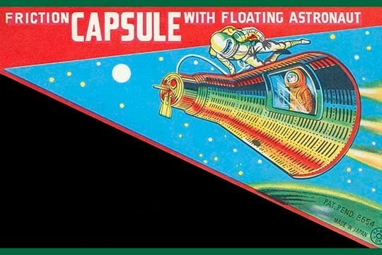 Friction Capsule with Floating Astronaut - Canvas Poster 20" x 30"