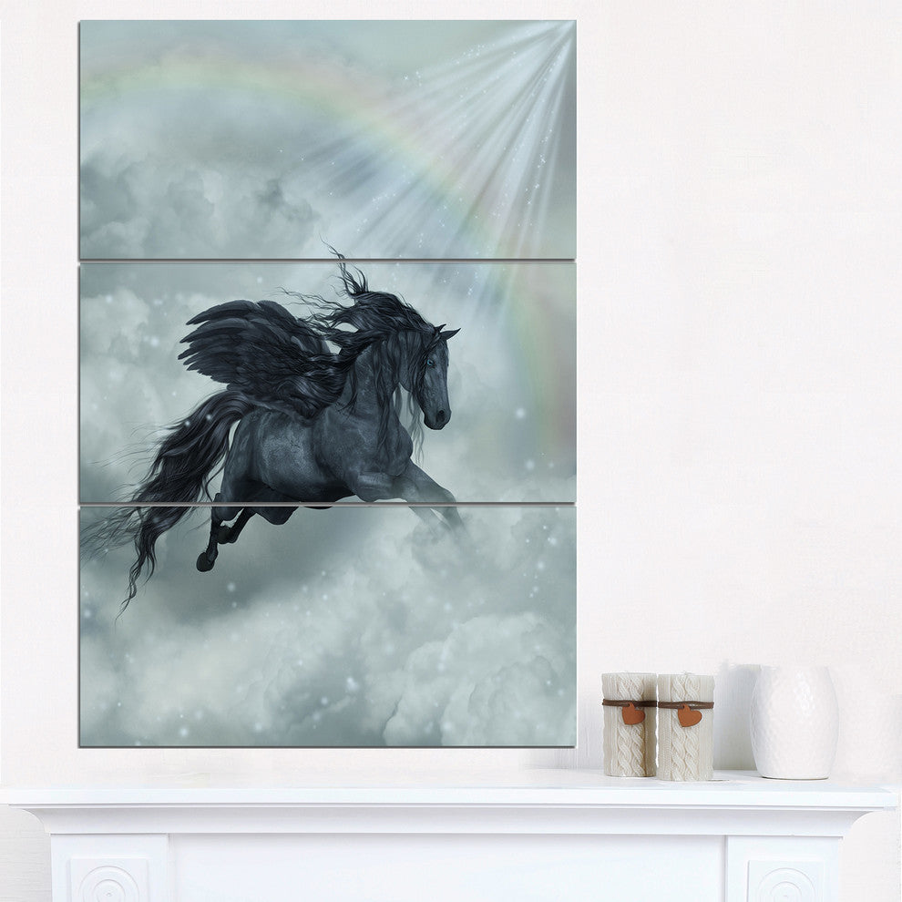 "Pegasus in the Heaven" Metal Wall Art, 3 Panels, 28"x36"
