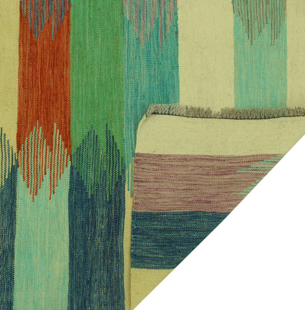 Winchester Kilim Oryngul Gray/Light Green Rug, 6'5x9'8