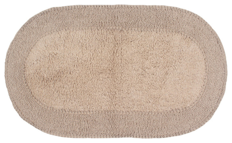 Double Ruffle Collection Bath Rugs Set, 21x34 Rectangle, Linen