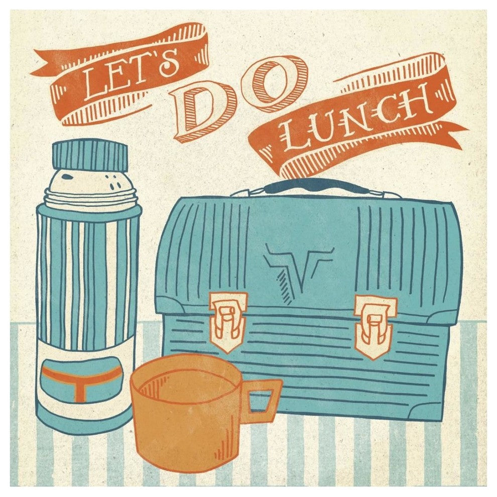 "Lets Do Lunch Orange" Digital Paper Print by Mary Urban, 26"x26"