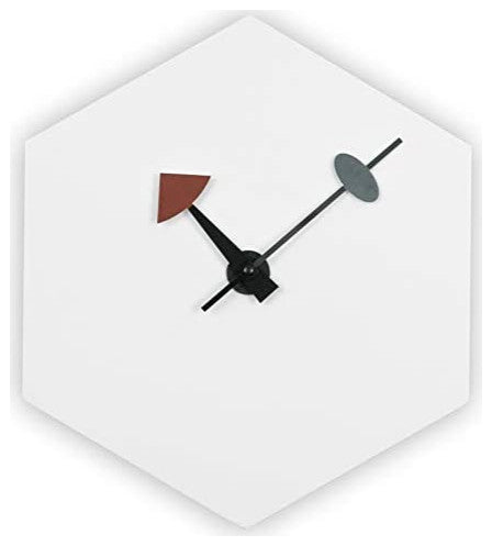 LeisureMod Manchester Modern Design Hexagon Shaped Silent Wall Clock White