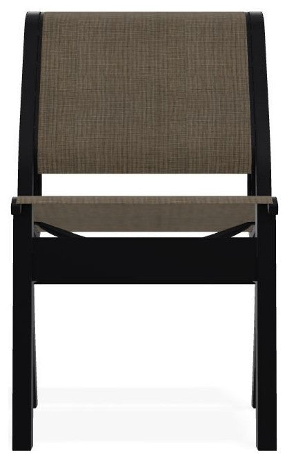 Leeward Sling Stackable Outdoor Dining Chair, Kora/Black