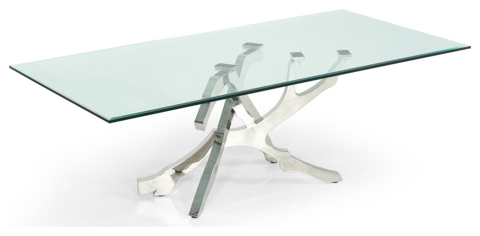 Modrest Legend Modern Glass and Stainless Steel Dining Table