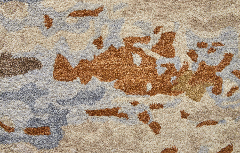 Weave & Wander Everley Wool Rug, Warm Beige/Blue, Rug, Ivory/Multi, 5'x8'
