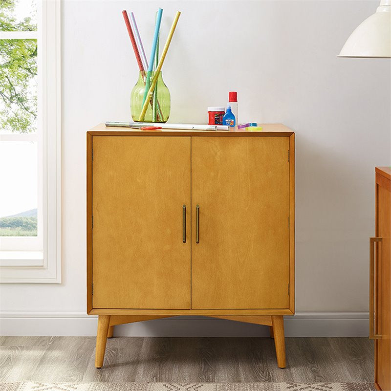 Home Square 2 Door Wood Bar Cabinet Set in Warm Acorn (Set of 2)