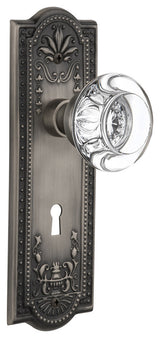 Meadows Plate With Round Clear Crystal Knob, Antique Pewter