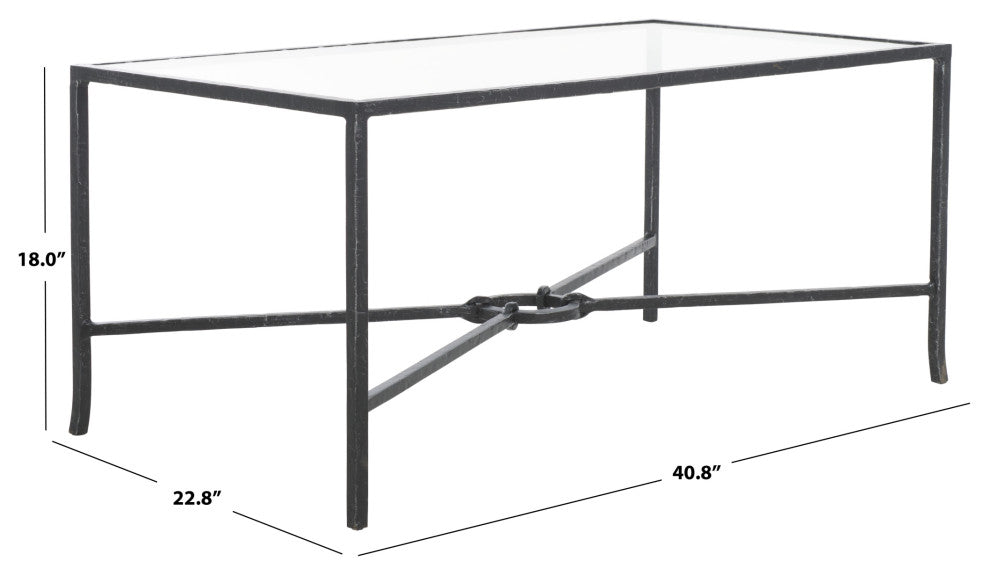 Safavieh Couture Tauri Metal Coffee Table, Black/Clear