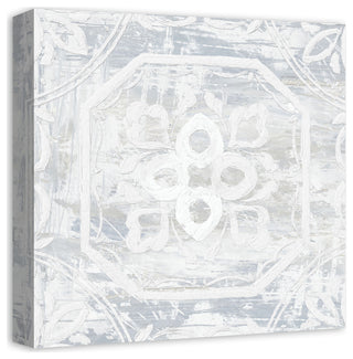 White Textured Medallion I 16"x16" Canvas Wall Art