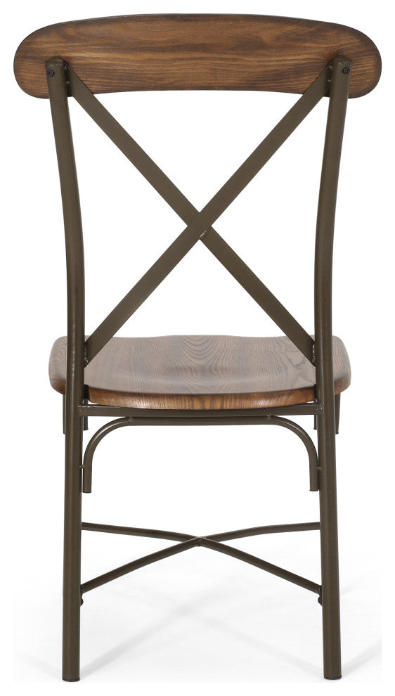Hettle Farmhouse Crossback Dining Chairs (Set of 2), Dark Brown and Espresso