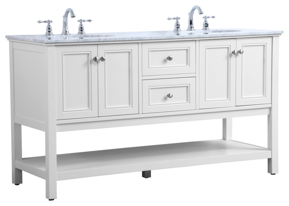 Home Living 60" Double Sink Bathroom Vanity Set, White