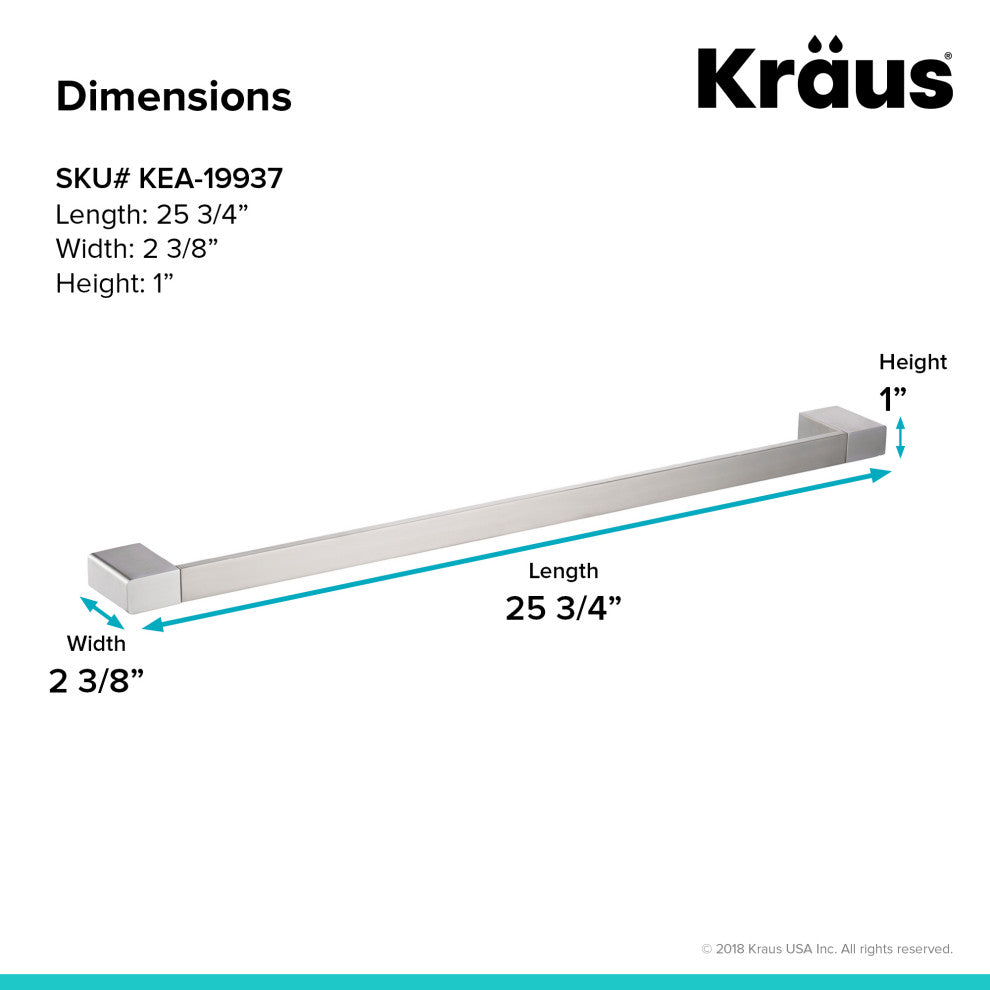 Stelios Bathroom 24" Towel Bar, Brushed Nickel