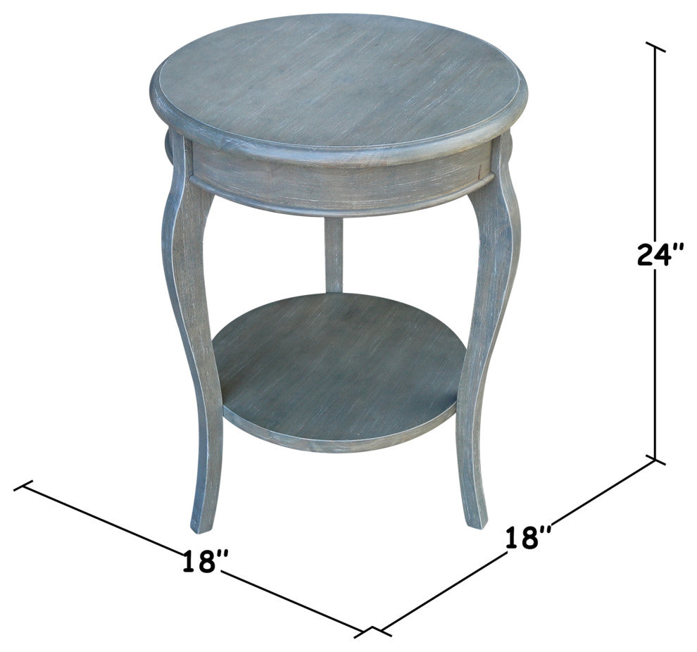 Cambria Round End Table, Heather Grey-Antique Washed