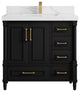 Aberdeen 36 Center Sink Bath Vanity in Black 2" Calacatta Laza