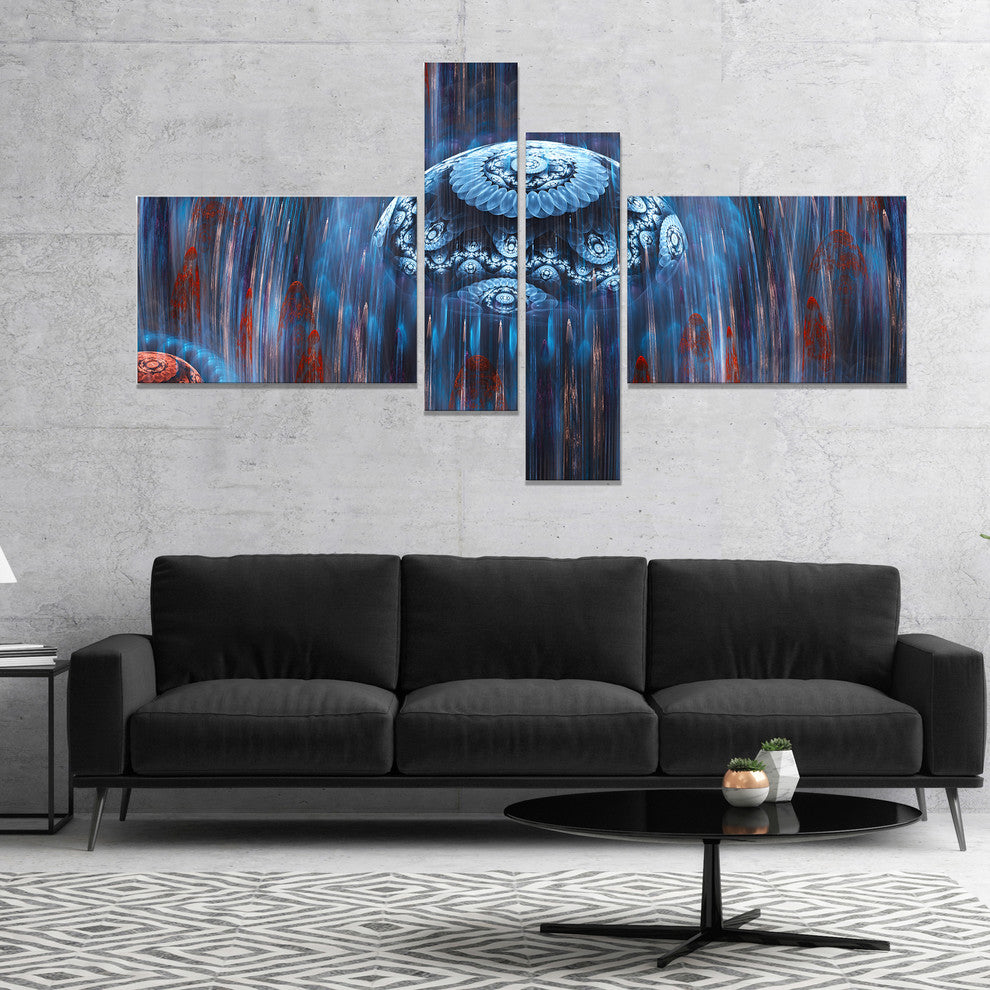 Blue World of Infinite Universe, Abstract Canvas Art Print, 60"x32", 4 panels