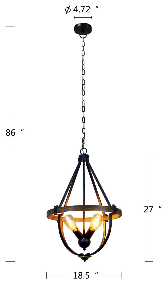 Farmhouse-Style Two-Toned 4 Light Pendant 20" Wide