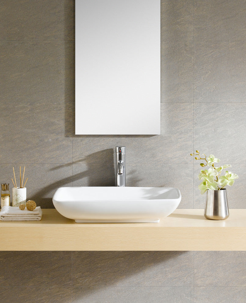 Fine Fixtures White Vitreous China Rectangle Vessel Sink