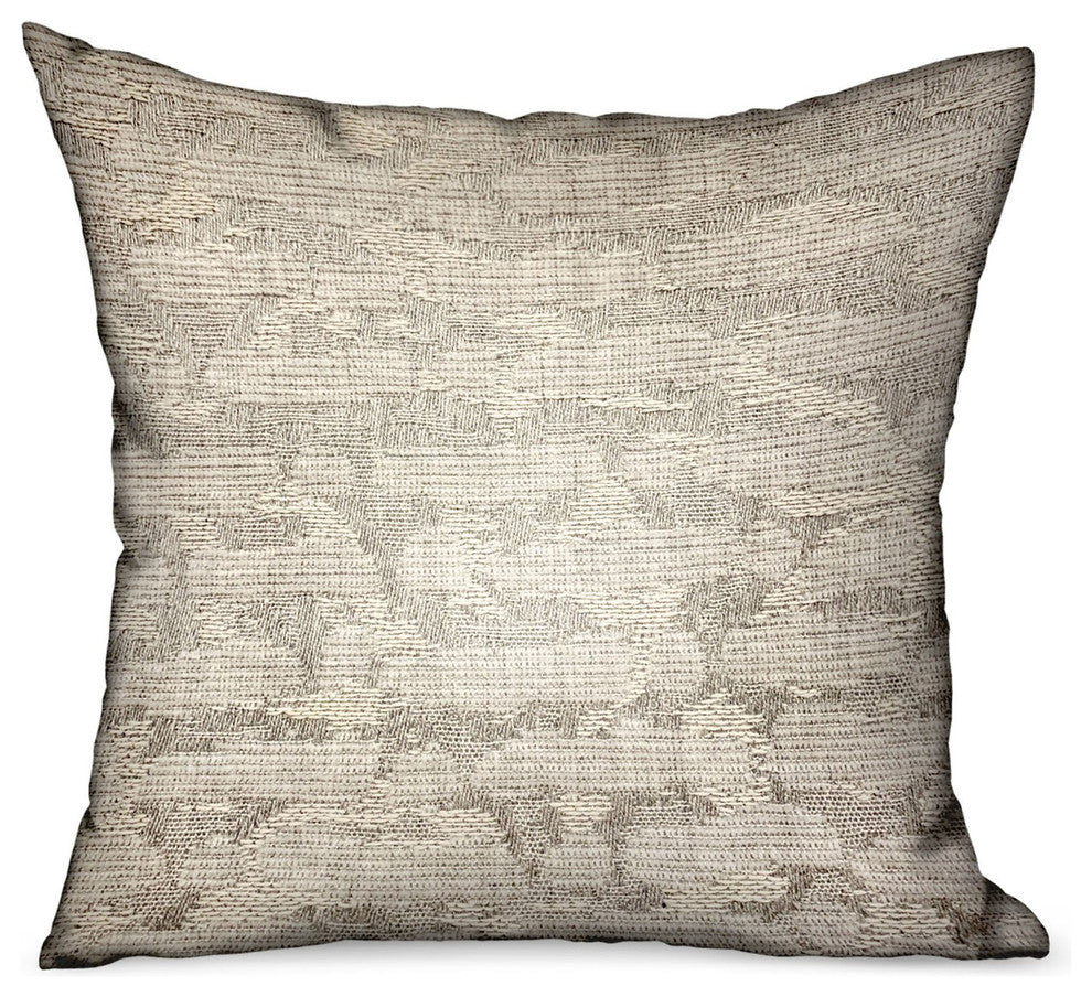 Plutus Silvered Rivulet Silver Solid Luxury Outdoor/Indoor Throw Pillow, 22"x22"