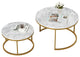 29 .5" Golden Frame Marble Color Top Round Wood Coffee Table, 2-Piece Set