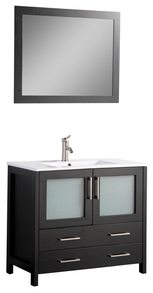 Vanity Art Vanity Set With Ceramic Top, 36", Espresso, Standard Mirror