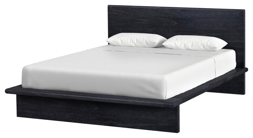 Halmstad Wood Panel Bed, Washed Black, Queen