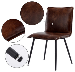 Set of 4 Minimalist Faux Leather Side Chairs for Dining Room, Dark Brown