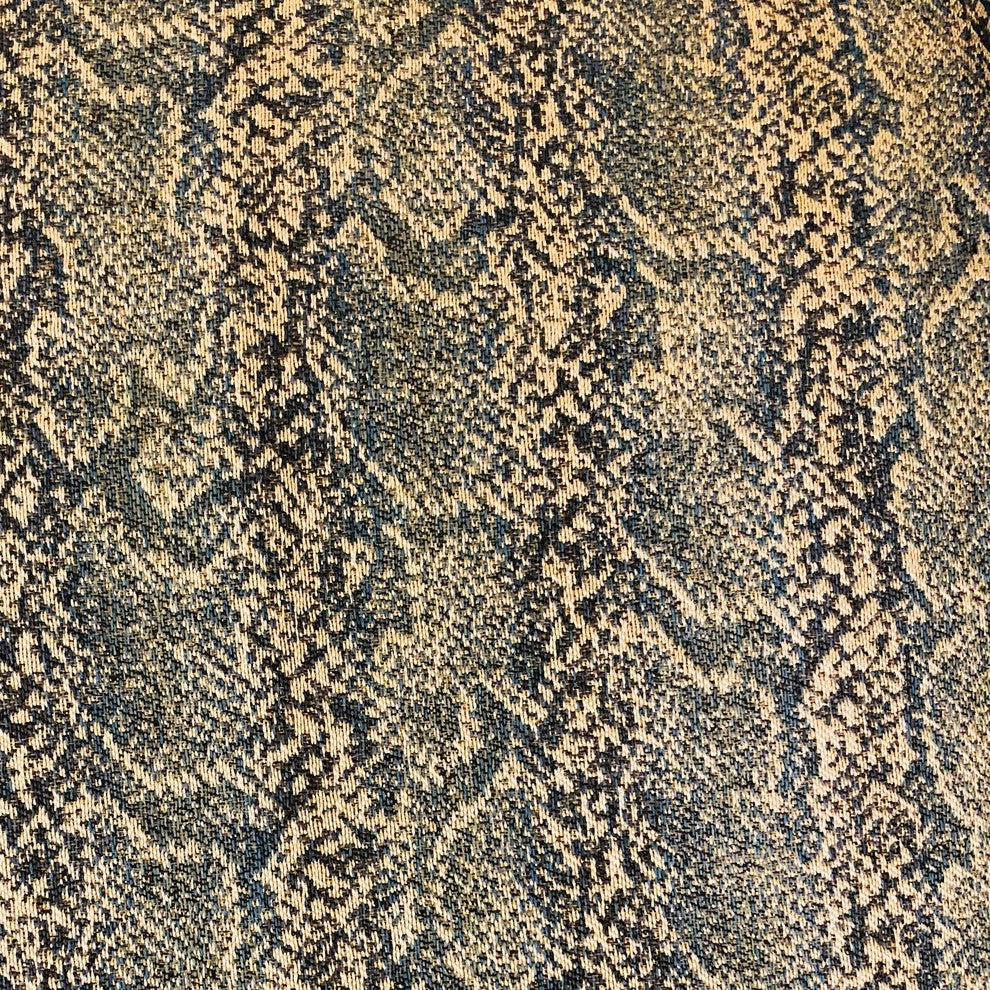 Exotic Phantom  Blue and Gold Luxury Throw Pillow, 12"x20"