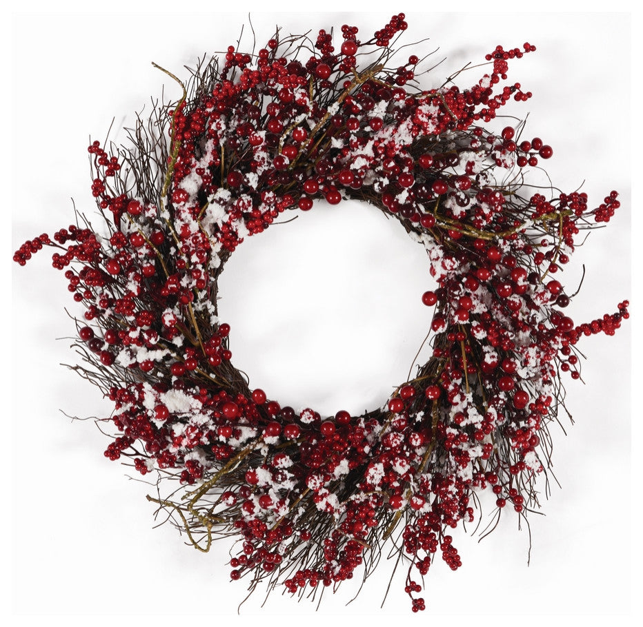 Snowy Ilex Berry Wreath 24"