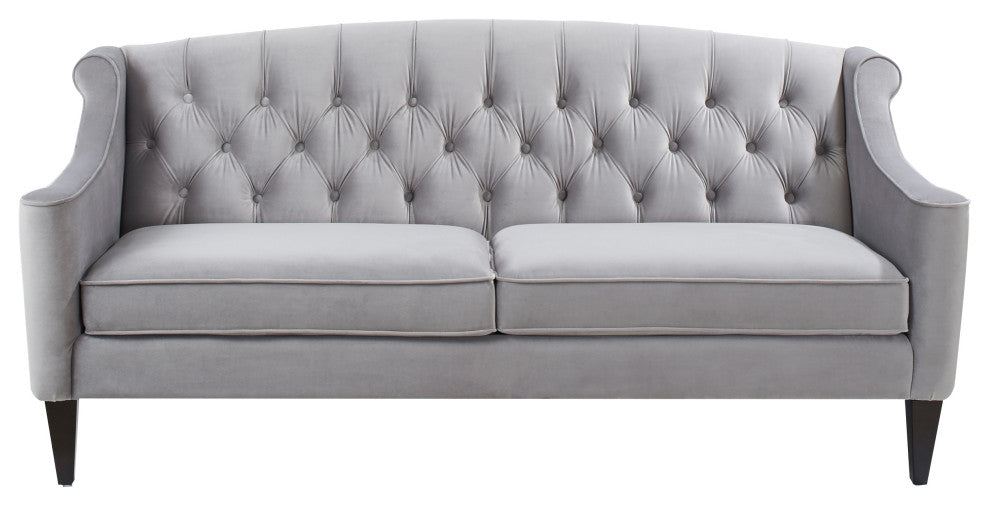 Ken Velvet Tufted Sofa, Opal Gray