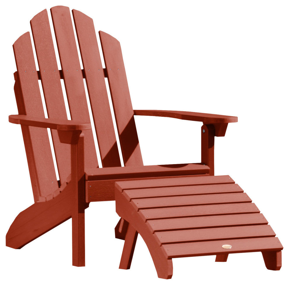 Westport Adirondack Chair With Ottoman, Rustic Red