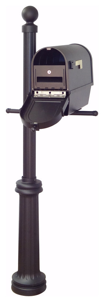 Berkshire Mailbox With Newspaper Tube, Locking Insert & Fresno Mailbox Post